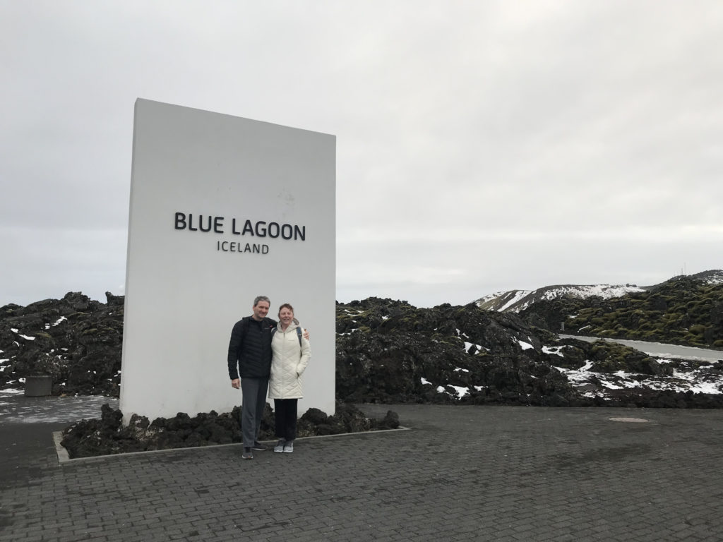 Us at the Blue Lagoon sign